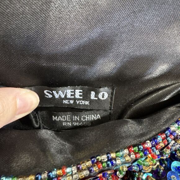 Vintage Beaded Crossbody Black Sequin Purse Holiday Evening Bag Event Clutch - Picture 7 of 8